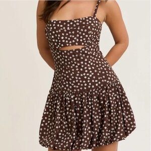 Brown Floral Mini Dress